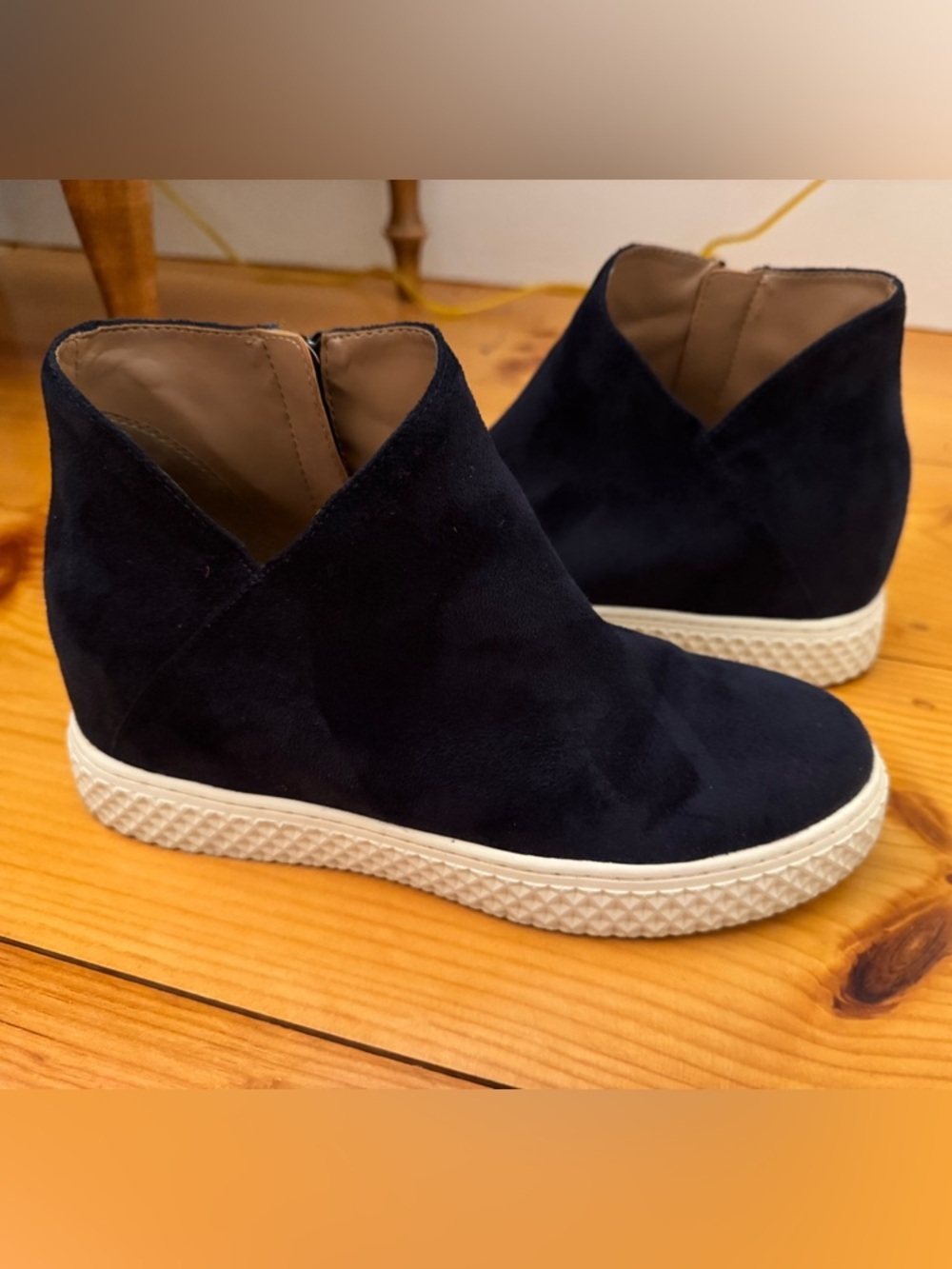 Navy Suede Platform Sneakers​